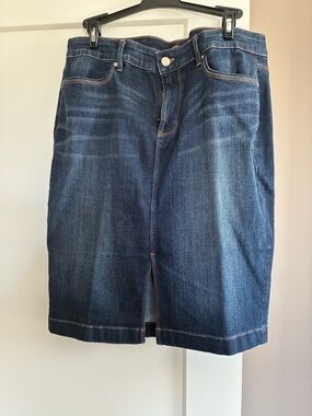 White House Black Market Dark Blue Denim Midi Skirt